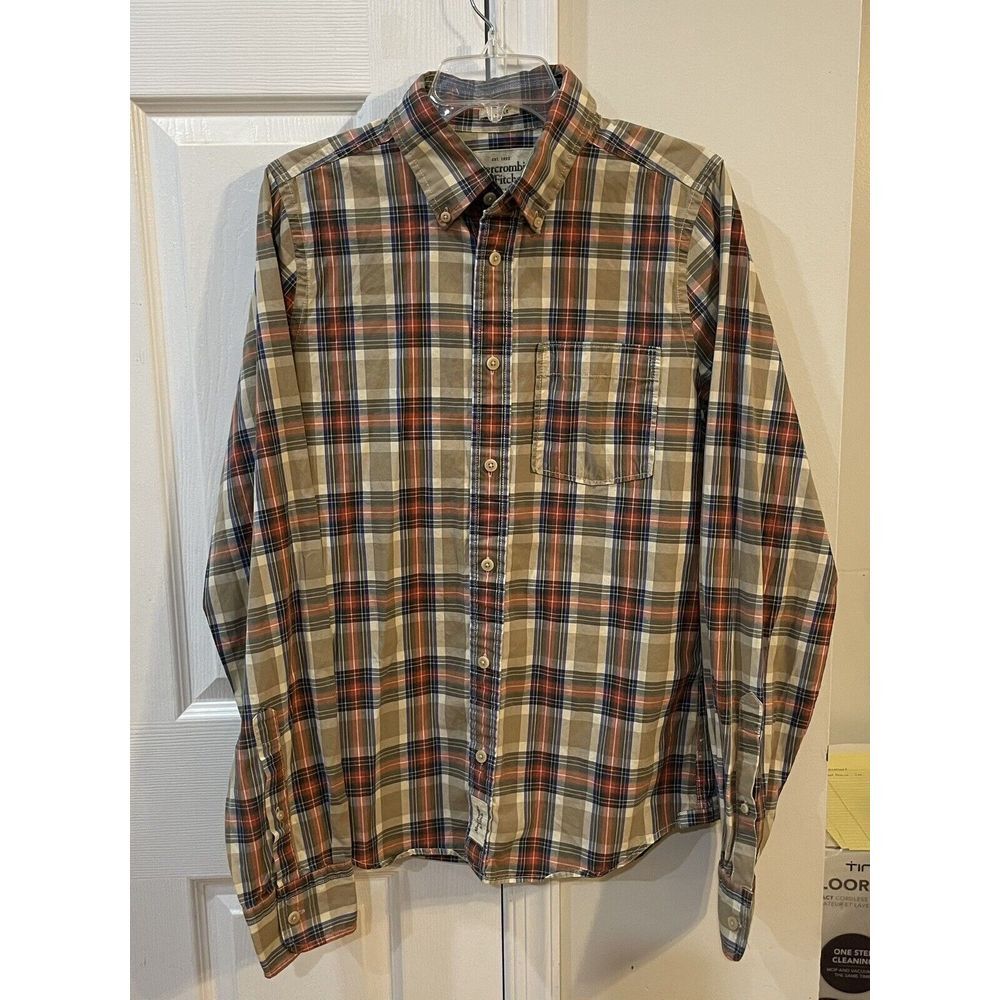 Abercrombie‎ & Fitch Men's Long Sleeve Button Up Shirt Sz L Muscle